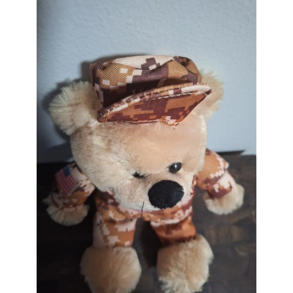 Dan Dee Desert Camo Military Teddy Bear Plush USA Flag Army Digital Camouflage